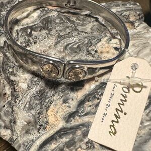 Pomina Silver Crystal Hinged Bangle Bracelet